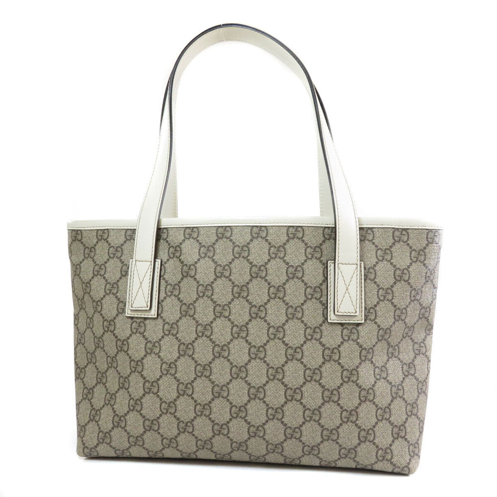 Gucci beige tote GG canvas bag white GG Supreme leather Tan White
